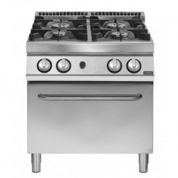 Cocina a gas 4 fuegos sobre horno gas GN 2/1