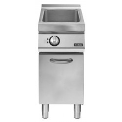 Electric multi-function bratt pan on cabinet with door