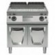 Fry top gas plancha ondulada sobre base con puertas