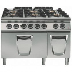 Cocina a gas 6 fuegos con horno eléctrico GN 2/1