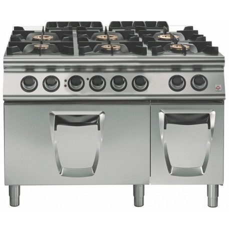 Cocina a gas 6 fuegos con horno eléctrico GN 2/1