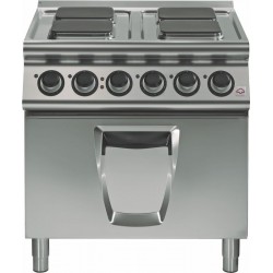 Cocina eléctrica 4 fuegos cuadrados con horno eléctrico convección GN 2/1