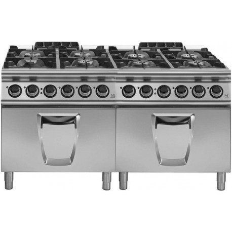 Cocina a gas 8 fuegos con 2 hornos eléctricos GN 2/1