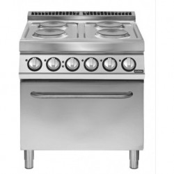 Cocina eléctrica 4 fuegos redondos con horno eléctrico GN 2/1 4x2,6 kW