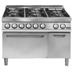 Cocina a gas 6 quemadores con horno eléctrico GN 2/1